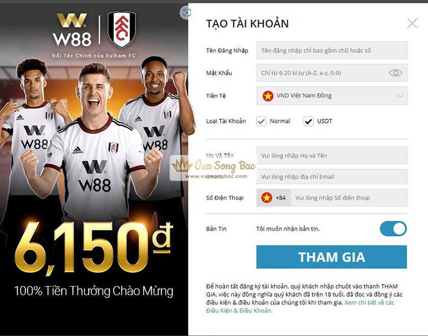 Hướng dẫn đăng ký tài khoản W88