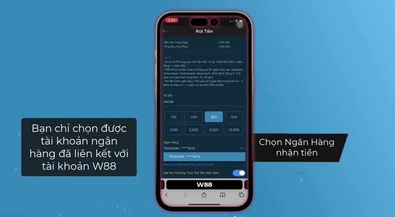 hướng dẫn rút tiền tại w88